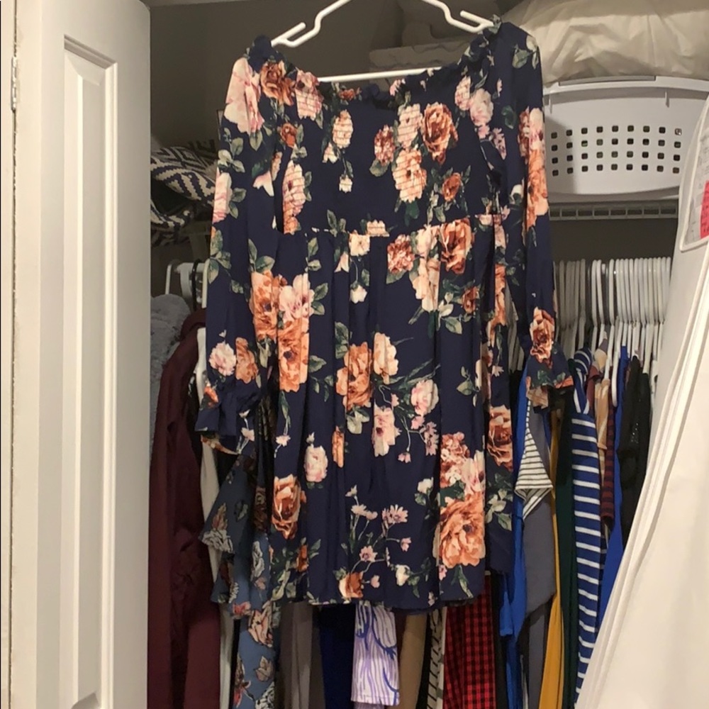 Navy Blue Floral Dress